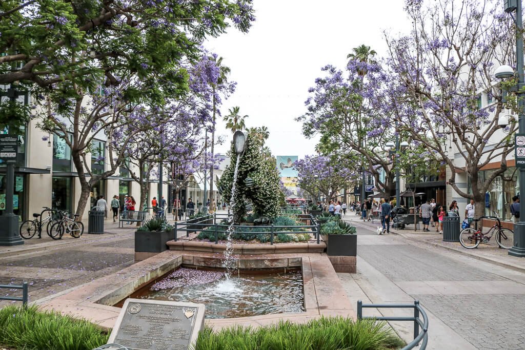 Santa Monica - Downtown - Fußgängerzone - blühende Bäume