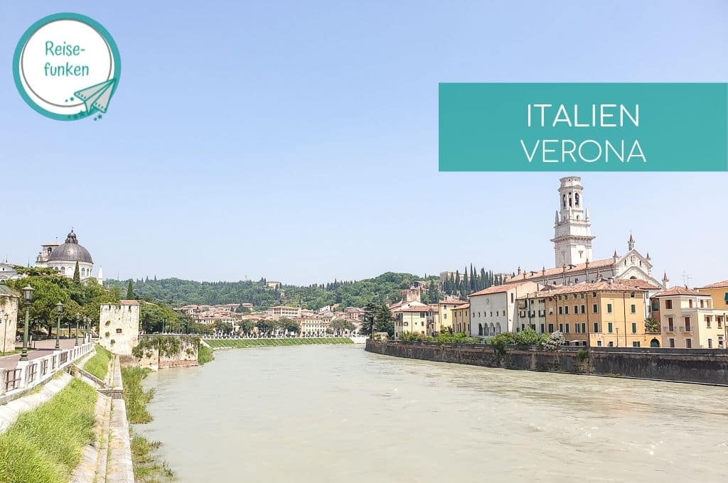 Verona - Fluss Etsch gesäumt von der Stadt auf beiden Seiten